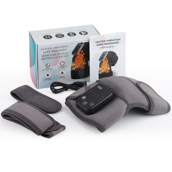 Heated Knee Massager with Heat & Vibration Therapy (Grey)