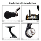 Spinning Reel Fishing Reel, Metal Spool, Metal Handle, 5.2:1 Gear Ratio, 10KG Drag, Smooth and Sensitive Line Output, Left/Right Hand Interchangeable, Rotating Fishing Reel, Suitable for Freshwater and Saltwater(HE2000)