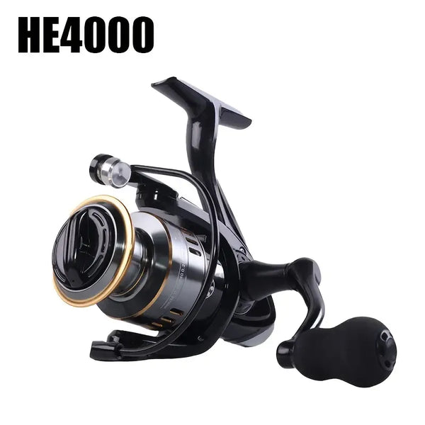 Spinning Reel Fishing Reel, Metal Spool, Metal Handle, 5.2:1 Gear Ratio, 10KG Drag, Smooth and Sensitive Line Output, Left/Right Hand Interchangeable, Rotating Fishing Reel, Suitable for Freshwater and Saltwater(HE4000)