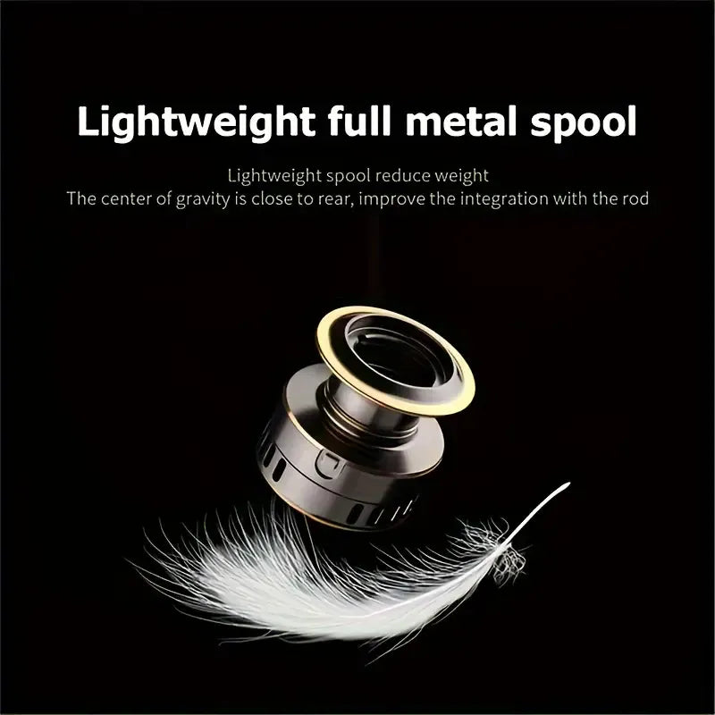 Spinning Reel Fishing Reel, Metal Spool, Metal Handle, 5.2:1 Gear Ratio, 10KG Drag, Smooth and Sensitive Line Output, Left/Right Hand Interchangeable, Rotating Fishing Reel, Suitable for Freshwater and Saltwater(HE7000)
