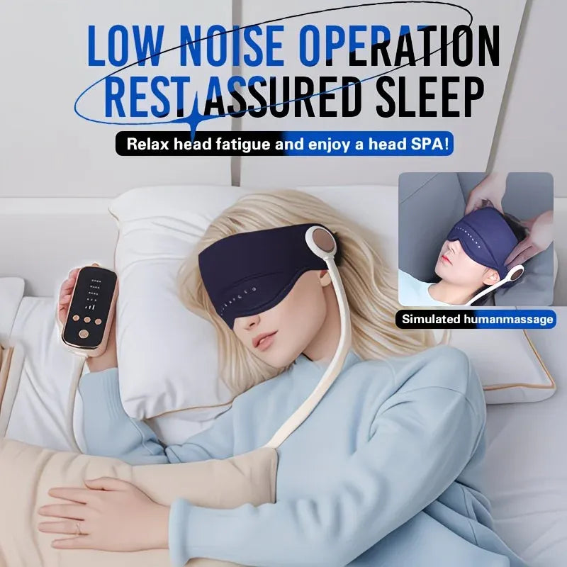 6D Airbag Heat Therapy Head & Eye Massager: Three-Level Constant Warmth Aids Sleep, Multi-Mode Simulated Hand Kneading, Low Noise with Light-Blocking Design, Suitable for the Whole Family