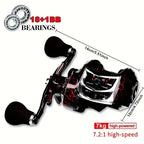 High Speed 18+1BB Baitcasting Reel, Dual Brake System, Max Drag 20lb - Ergonomic Handle, Stainless Steel Durable Spool - Ideal for Carp and Bass Fishing, Suitable for Saltwater and Freshwater, Angler's Choice | Smooth Black Finish(DW121L left hand)