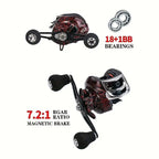High Speed 18+1BB Baitcasting Reel, Dual Brake System, Max Drag 20lb - Ergonomic Handle, Stainless Steel Durable Spool - Ideal for Carp and Bass Fishing, Suitable for Saltwater and Freshwater, Angler's Choice | Smooth Black Finish(DW121L left hand)