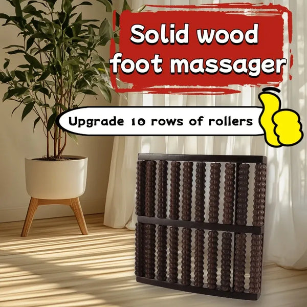 Solid Wood 10-Row Foot Massage Roller