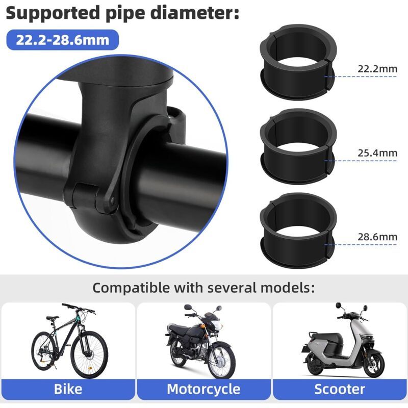 Motorcycle Phone Holder Blue, IPhone Android, Samsung Scooter, Twist and Lock Vibration Damper Compatible with Smartphones for Bicycle Handlebars