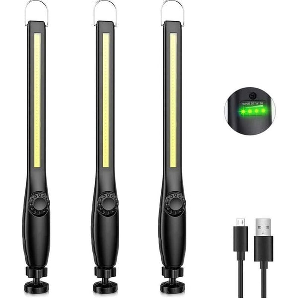 3 Pcs LED Mechanic Lamp Garage, Camping Rechargeable Work Lamp LED Flashlight for Car COB Dimmable Workshop Lamp