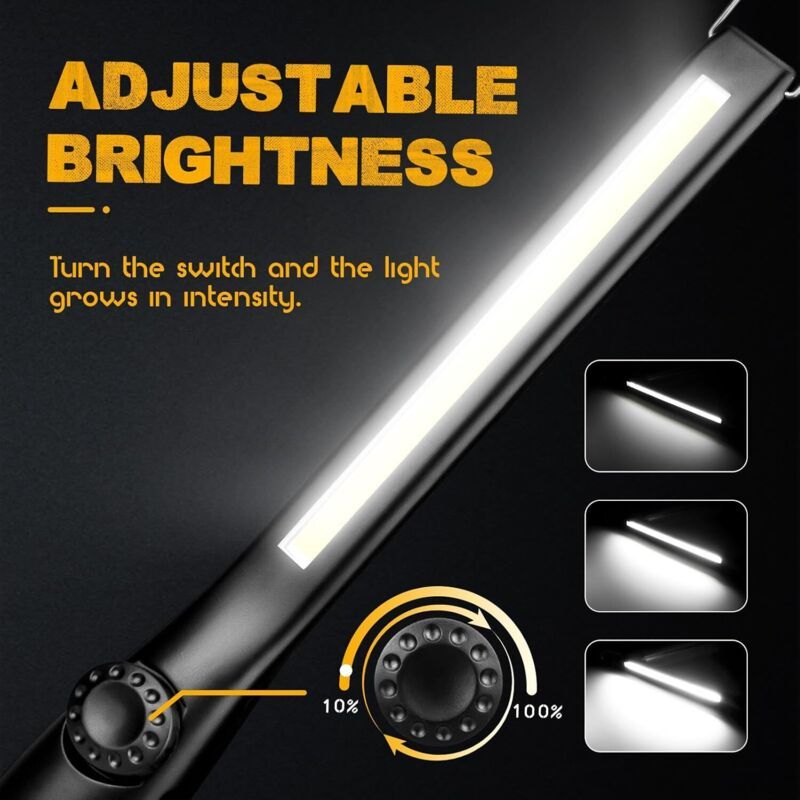3 Pcs LED Mechanic Lamp Garage, Camping Rechargeable Work Lamp LED Flashlight for Car COB Dimmable Workshop Lamp