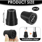 6 Pcs Non-Black Heavy, Slip Crutch Tips Crutch and Cane End Caps Duty Rubber Walking Cane Replacement Feet with Steel Reinforced Tip, 19mm