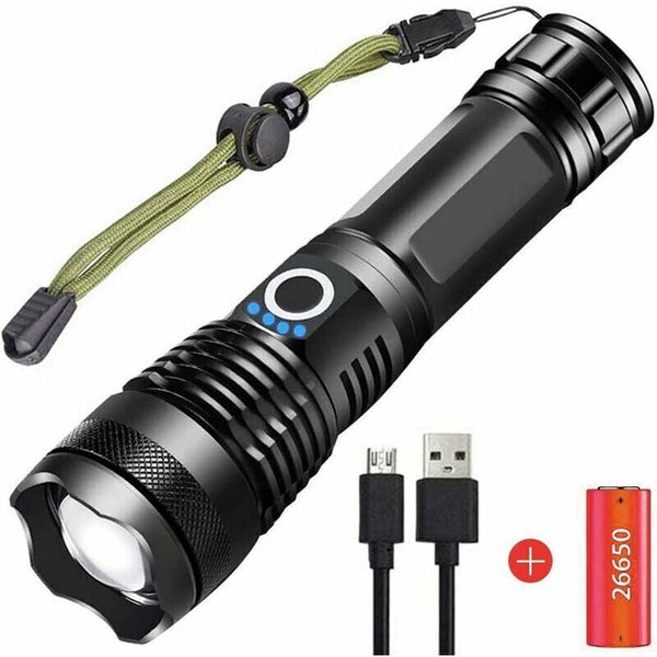 9000 Lumens Ultra Powerful LED Flashlight USB Rechargeable XHP70 Pocket Torch