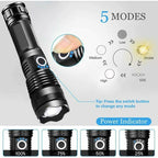 9000 Lumens Ultra Powerful LED Flashlight USB Rechargeable XHP70 Pocket Torch