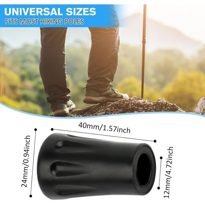 15 Pcs Rubber Protective Tips Trekking Poles Pole Tip Caps for Nordic Walking Poles Gravel Protectors for Mountain Hiking