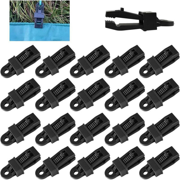 20 Pcs Clips of Mounting Tarp Black, Car Pool, Auvent Bateau, Clamp a Tarp of Tente Mounting Attache Tarp for Auvent Instantane