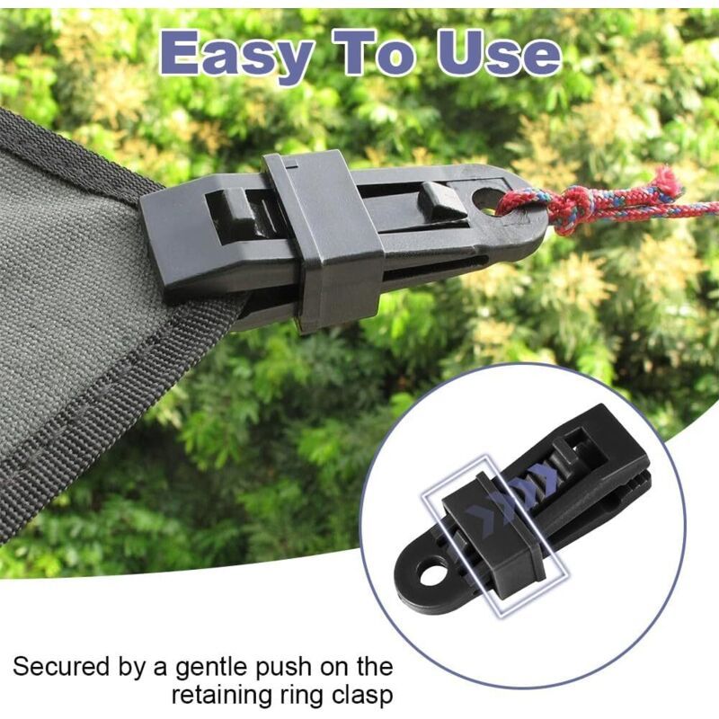 20 Pcs Clips of Mounting Tarp Black, Car Pool, Auvent Bateau, Clamp a Tarp of Tente Mounting Attache Tarp for Auvent Instantane