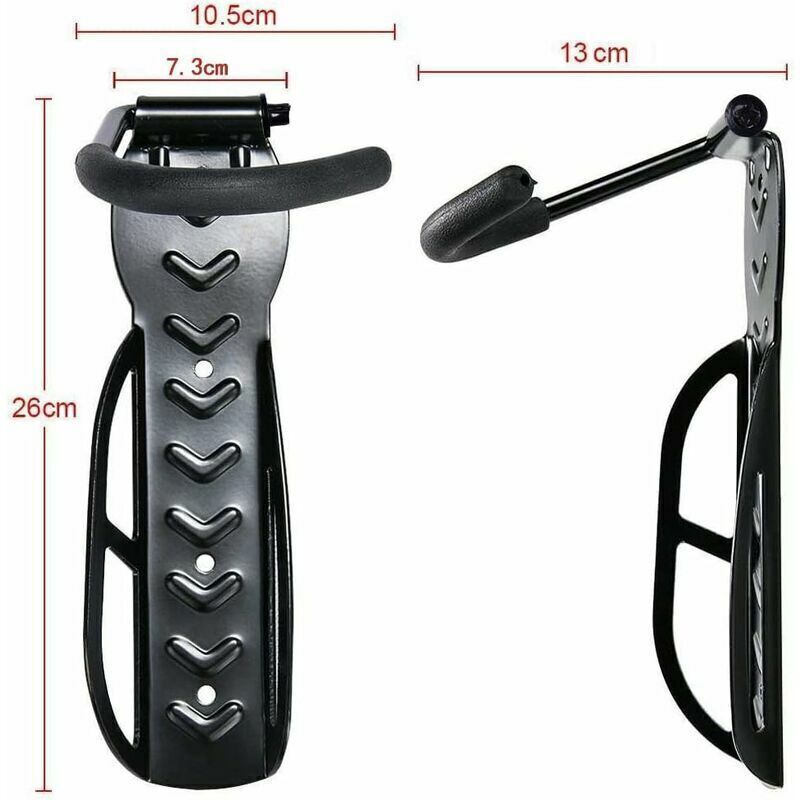 Wall Black, Mounted Bicycle Storage Rack Bike Wall Hanging Hook with Complete Accessories Garage and Shop Bike Mount Holder