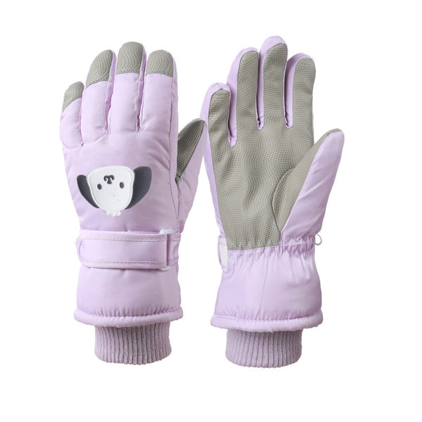 Purple Children's Touchscreen Ski Gloves for Cold Weather