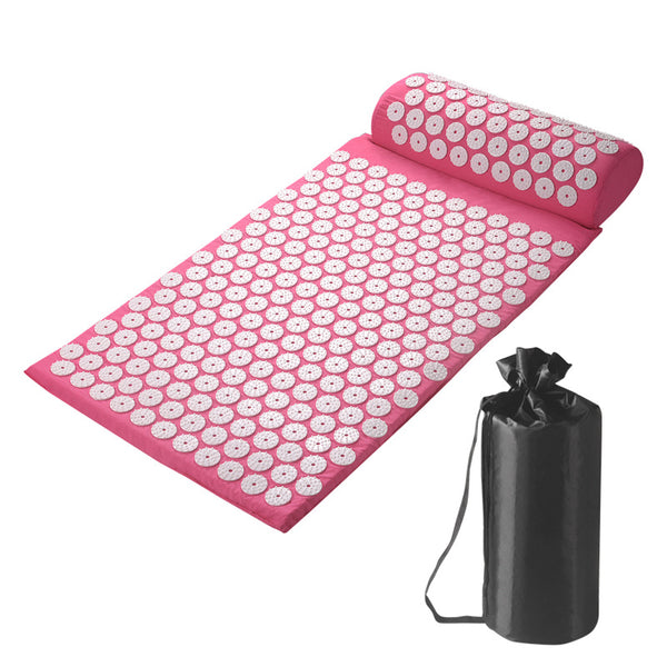 Acupressure Mat and Pillow Set with Bag - Pink