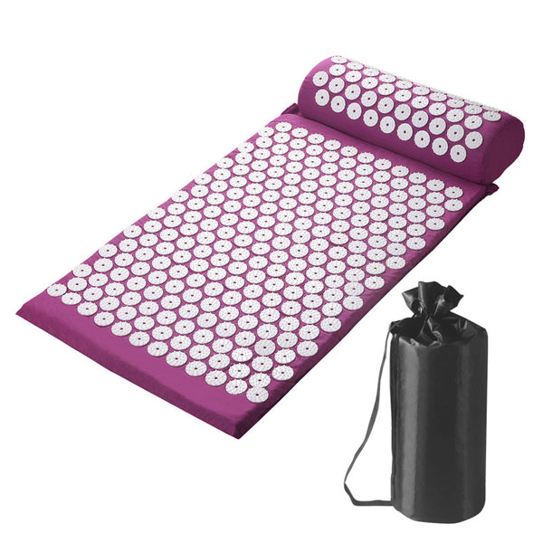 Acupressure Mat and Pillow Set with Bag - Purple
