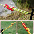 Rope Adjuster, 16pcs Aluminum Rope Tensioner, Tent Wind Rope Buckle, Rope Tensioner for Camping Hiking Backpacking Picnic Outdoor Tent Accessories 16 Pieces - Red Opening