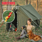 Rope Adjuster, 16pcs Aluminum Rope Tensioner, Tent Wind Rope Buckle, Rope Tensioner for Camping Hiking Backpacking Picnic Outdoor Tent Accessories 16 Pieces - Red Opening