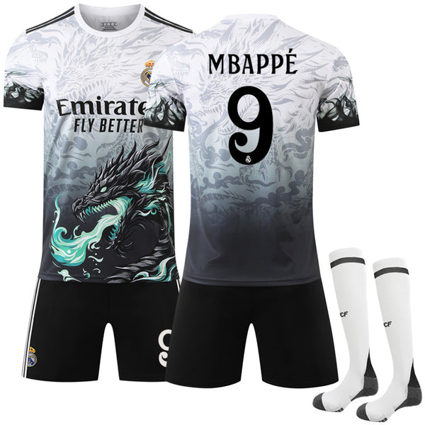 Real Madrid 2024-2025 Adult Match Kit with Socks No.9 Mbappe - S