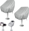 2-Pack Covers, Waterproof Outdoor Covers for Pedestal Pontoon Captain Boat Bench Chair Covers, Oxford Fabric Helmsman Chair Covers - Perfect