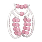 Massage Roller Relax Roller 20 Wheels Tubular Device Arm Leg Massage Circular Leg Clamps for Golfers Elbow Neck Leg Ankle Pink