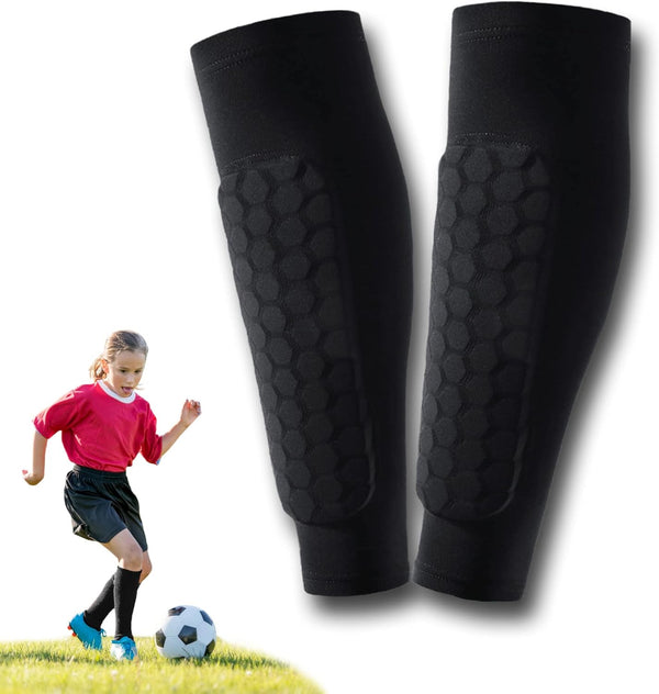 1 Pair Unisex Football Leather Calf Protection Breathable Pads