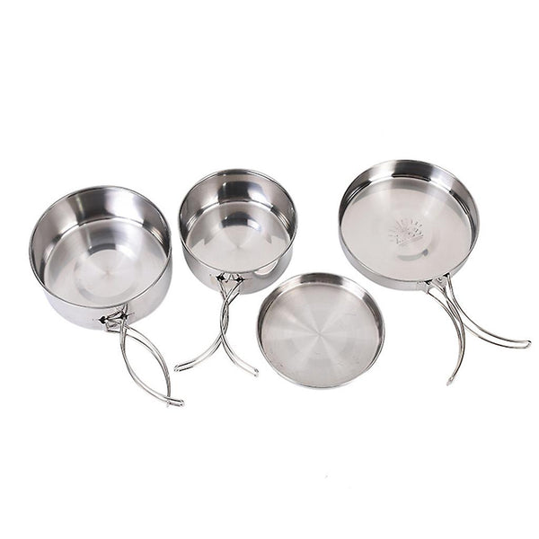 pcs Stainless Steel Pots/Frying Pan/Lid for Outdoor Camping Cooking