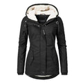 Waterproof Warm Winter Jacket with Hood, Thick Fleece Lined Cotton Jacket for Women - yujia Black XXXXL