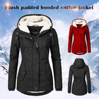 Waterproof Warm Winter Jacket with Hood, Thick Fleece Lined Cotton Jacket for Women - yujia Black XXXXL