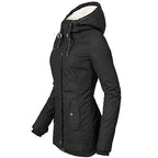 Waterproof Warm Winter Jacket with Hood, Thick Fleece Lined Cotton Jacket for Women - yujia Black XXXXL