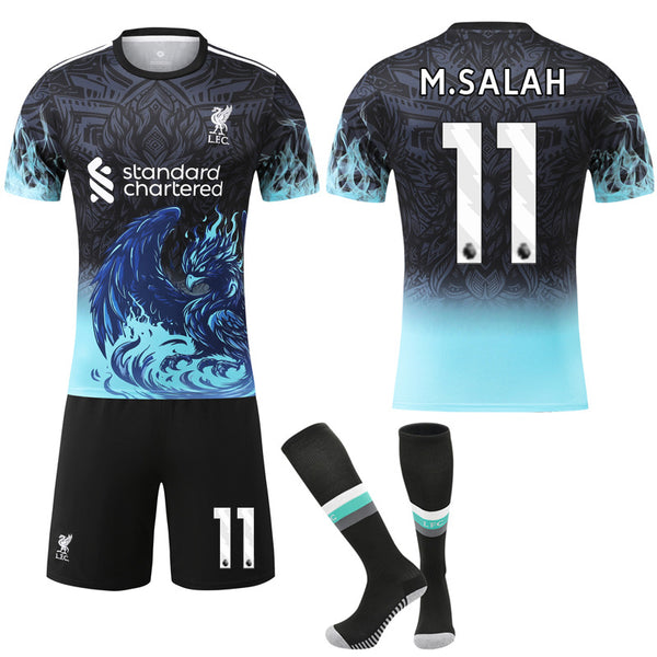 Liverpool 2025-26 Anniversary Shirt & Socks, M. Salah No.11 - Blue