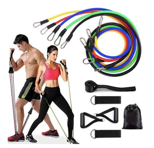 11-Piece Resistance Bands Set for Yoga and Rehab, MultiColor