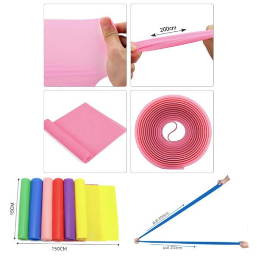 5 pcs Resistance Band, TPE Yoga Exercise Band for Rehab, Pink, One Size