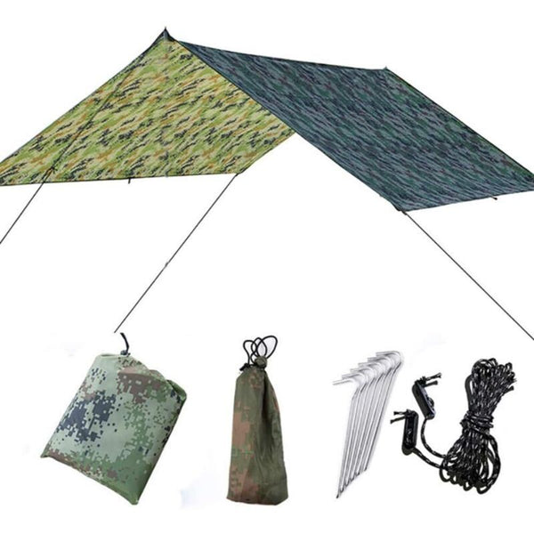 Camping Waterproof Tarpaulin Portable Ripstop Rain Tarp Sunshade for Hiking Picnic, 300 x 290cm