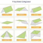 Camping Waterproof Tarpaulin Portable Ripstop Rain Tarp Sunshade for Hiking Picnic, 300 x 290cm