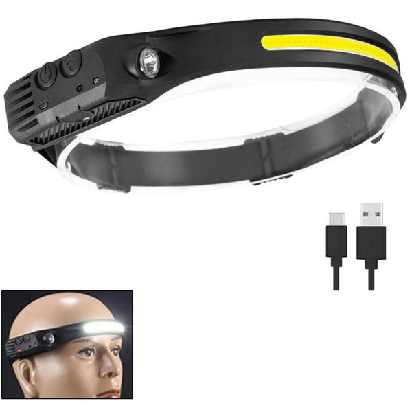 LED Headlamp USB Rechargeable 500 Lumen COB Motion Sensor IPX4 Waterproof for Running Camping Fishing Hunting