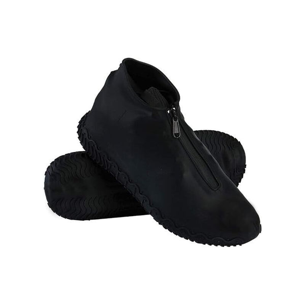 Black Reusable Silicone Shoe Covers with Reinforced Non-Slip Soles