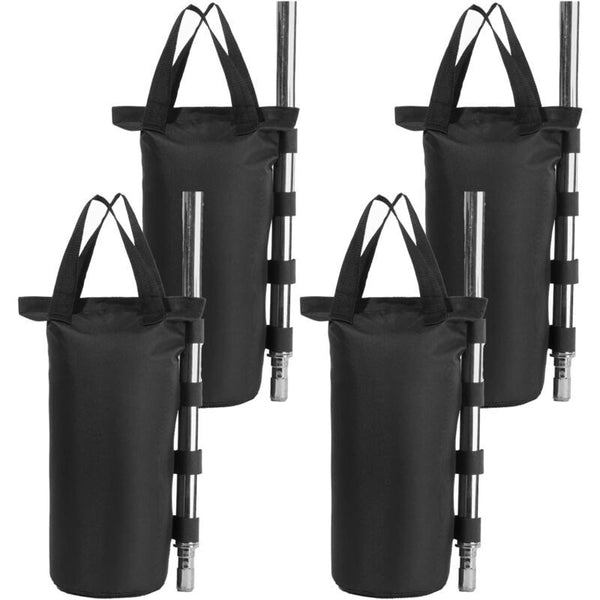 4 Pack Heavy Duty Weight Bags Double Stitched Leg Weights for Pop up Awning Tent Weighted Feet Sandbag Outdoor Bag Black, Round, Black, 15 x 49cm