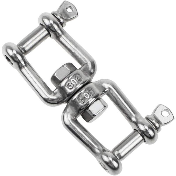 Double Ended Swivel Hook M8 Heavy Duty 360 Rotating Hook Stainless Steel Hanging with Removable Loops for Gym Sandbag Rope Chair Hammock Trapeze Yoga
