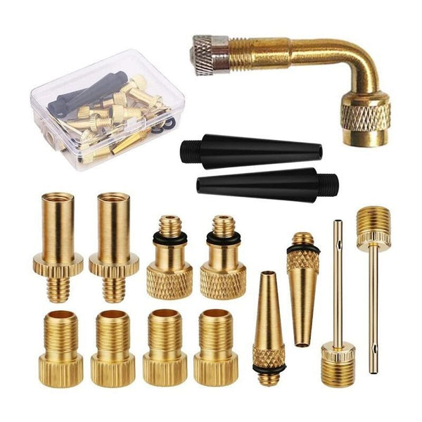 Copper Bicycle Valve Adapter Kit Set Tire Inflation Accessory
