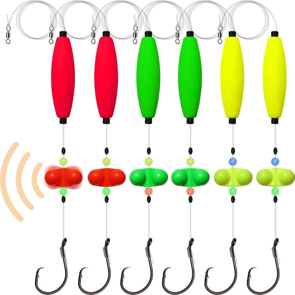 Pre-Tied Catfish Rig System, 23 Inch 55LB Santee Cooper Catfish Float Rig with Adjustable EVA Slip Float and High Carbon Circle Hooks 5/0 6/0 8/0, Ready-to-Fish for River and Bank Fishing(Cigar Float-5/0Hook * 6PCS)