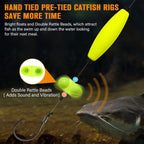 Pre-Tied Catfish Rig System, 23 Inch 55LB Santee Cooper Catfish Float Rig with Adjustable EVA Slip Float and High Carbon Circle Hooks 5/0 6/0 8/0, Ready-to-Fish for River and Bank Fishing(Cigar Float-6/0Hook * 6PCS)
