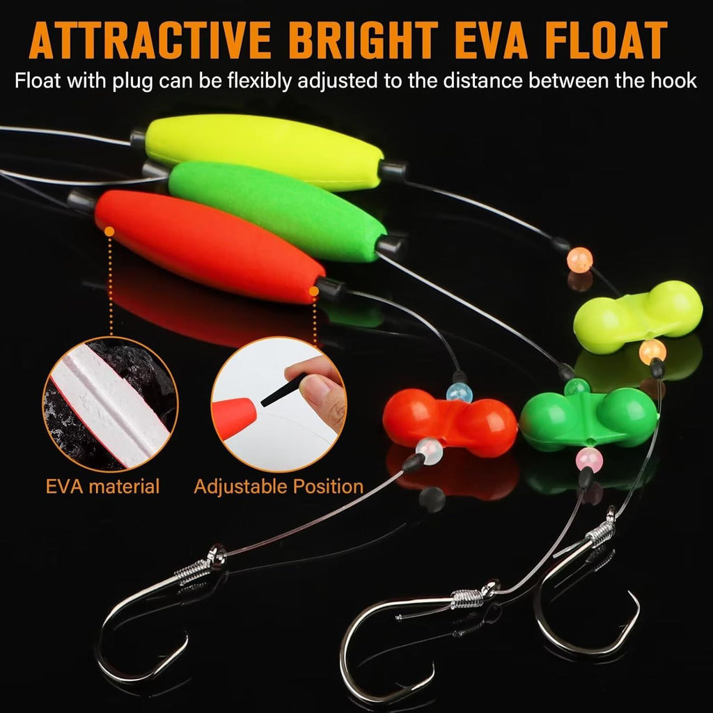 Pre-Tied Catfish Rig System, 23 Inch 55LB Santee Cooper Catfish Float Rig with Adjustable EVA Slip Float and High Carbon Circle Hooks 5/0 6/0 8/0, Ready-to-Fish for River and Bank FishingPre-Tied Catfish Rig System, 23 Inch 55LB Santee Cooper Catfish Floa