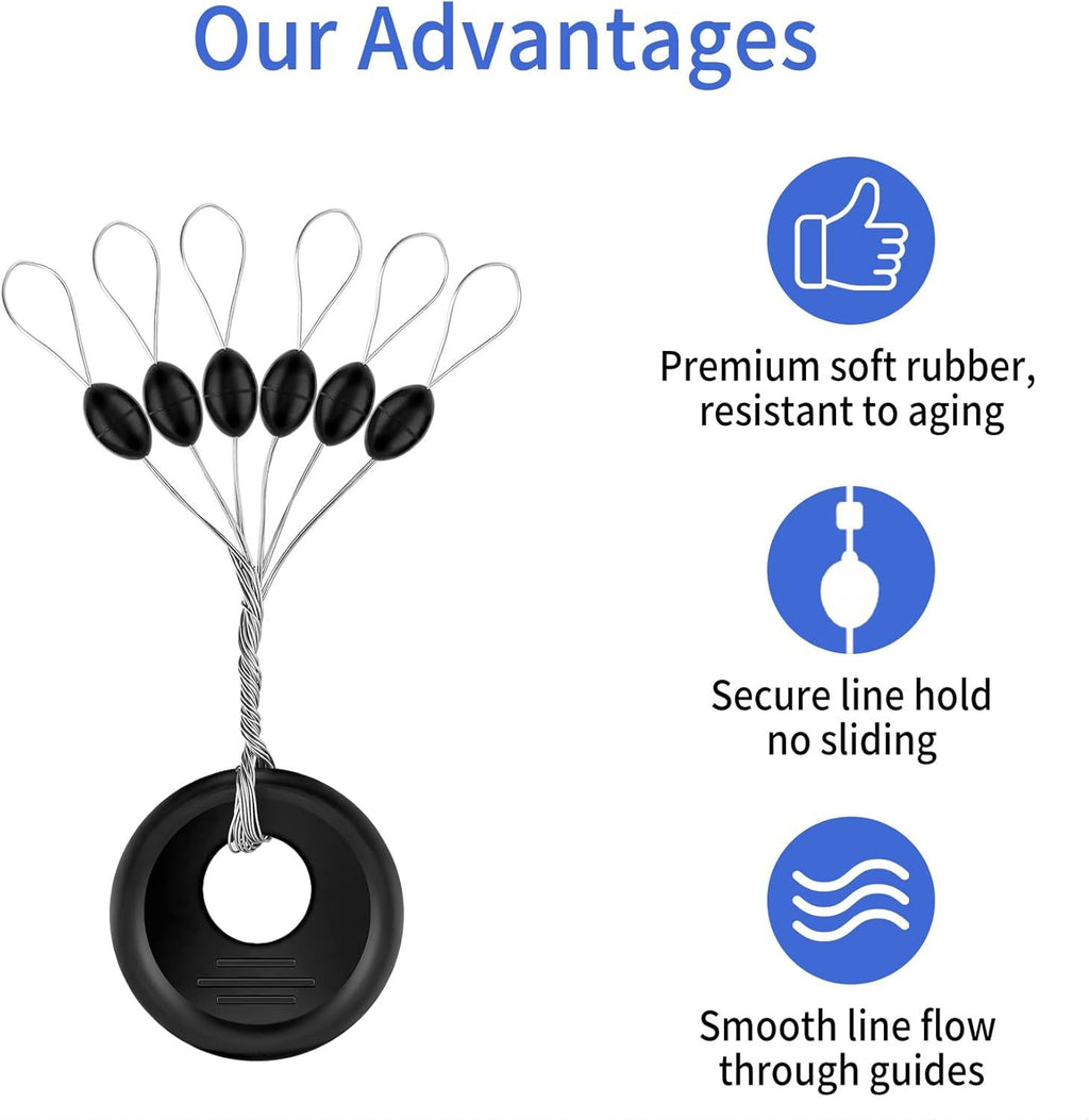 240 Pieces Middle-Sized Fishing Rubber Bobber Beads Stoppers 6 in 1 Black Float Sinker Stops(M)