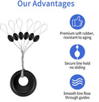240 Pieces Middle-Sized Fishing Rubber Bobber Beads Stoppers 6 in 1 Black Float Sinker Stops(M)