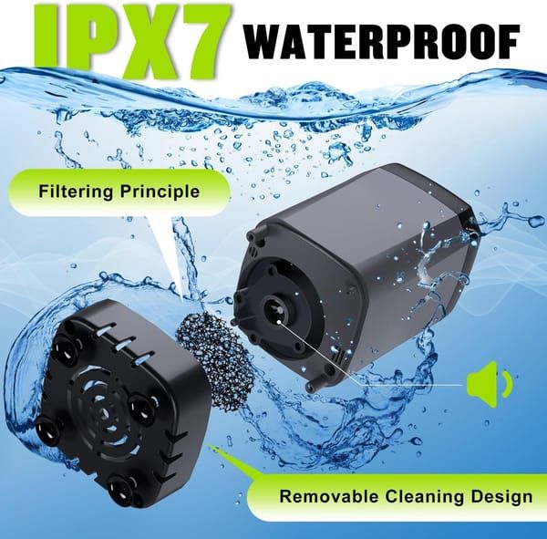 Portable Camping Shower, 6000mAh Rechargeable Shower Pump with Smart LED Temperature Display, 4 Spray Modes IPX7 Waterproof Outdoor Shower for Hiking, Travel, Car Washing & Pet Bathing, Grey