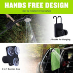 Portable Camping Shower, 6000mAh Rechargeable Shower Pump with Smart LED Temperature Display, 4 Spray Modes IPX7 Waterproof Outdoor Shower for Hiking, Travel, Car Washing & Pet Bathing, Black
