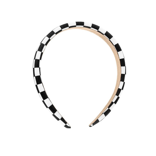 Black & White Buffalo Plaid Puffy Headband