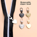 Xinjoduz 10 PCS Zipper Pull Charm, 1.6 Inch Heart Shaped Zipper Replacement Detachable Metal Zipper Pull Tabs Zipper Lock for Backpacks Coats Pants Suitcase Purse Luggage Fasteners(5 Color)